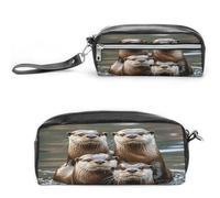 MNVTSKOP Tre lontre marroni trucco borsa piccola cosmetica da viaggio organizzatore di cancelleria portatile per le donne insegnante