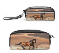 MNVTSKOP Trousse da viaggio con cavalli che corrono nel deserto tempesta, piccola custodia da viaggio per cosmetici, organizer portatile per cancelleria per donne e insegnanti