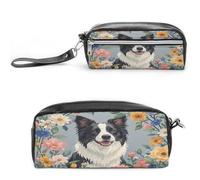 MNVTSKOP Trousse da viaggio con motivo floreale Border Collie, piccola trousse da viaggio, organizer portatile per cancelleria per donne e insegnanti
