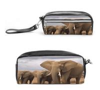 MNVTSKOP Trousse per trucchi con famiglia di elefanti, piccola custodia da viaggio per cosmetici, organizer portatile per cancelleria per donne e insegnanti