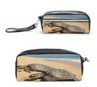 MNVTSKOP Turtles on the beach makeup bag piccola cosmetica custodia da viaggio portatile cancelleria organizzatore per donne insegnanti