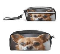 MNVTSKOP Un marrone Chihuahua Makeup Bag Piccolo Cosmetico Viaggio Caso Portatile Cancelleria Organizzatore per Donne Insegnante
