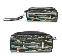 MNVTSKOP Una borsa per il trucco con faro nero, piccola custodia da viaggio per cosmetici, organizer portatile per cancelleria per donne e insegnanti