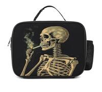 MNVTSKOP Uno Scheletro Con Sigaretta Bruciante Lunch Box Riutilizzabile Borsa Tote A Prova Di Perdite Con Manico Per Ufficio Picnic Spiaggia
