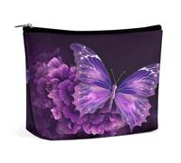 MNVTSKOP Viola Farfalla Floreale Borsa Cosmetica Grande Capacità di Viaggio Makeup Bag Trendy Portable Toiletry Bag per le Donne