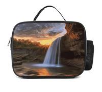 MNVTSKOP Waterfall at Sunset Lunch Box riutilizzabile Lunchbox a tenuta stagna Tote Bag con manico per ufficio picnic spiaggia