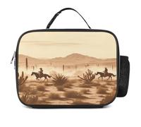 MNVTSKOP West Desert Green con cowboy equitazione cavallo lunch box riutilizzabile borsa a prova di perdite con manico per ufficio picnic spiaggia