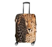 MNVTSKOP Wild Cheetah - Copertura per valigia, antigraffio, lavabile, in poliestere, elastica, da viaggio, protezione per valigie, bianco, XL