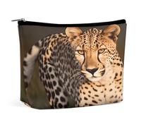 MNVTSKOP Wild Cheetah Cosmetic Bag Grande Capacità di Viaggio Makeup Bag Trendy Portable Toiletry Bag per le donne