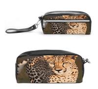 MNVTSKOP Wild Cheetah - Trousse da viaggio per cosmetici, portatile, organizer per cancelleria per donne e insegnanti