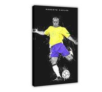 Mnyuein Poster su tela con giocatore di football Roberto Carlos, decorazione per camera da letto, ufficio, camera da letto, regalo, cornice 50 x 75 cm