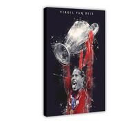 Mnyuein Poster su tela con giocatore di football Virgil Van Dijk, decorazione per camera da letto, ufficio, camera da letto, regalo, cornice 60 x 90 cm