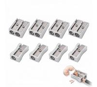 MNYXIS Temperino in Metallo Set da 8 Pezzi, 4 Temperamatite Doppio Foro e 4 a Foro Singolo, Appuntalapis Professionale per Scuola e Ufficio, Ideale per Matite Colorate e Grafite, Argento