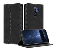 Mo-Beauty Coque Xiaomi Redmi 9, Custodia Xiaomi Redmi 9 Libro, Redmi 9 Cover, Premium Portafoglio Protezione Wallet Libro Flip Case Magnetica Supporto Custodia in PU Pelle (Nero)