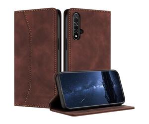Mo-Beauty Cover Custodia per Huawei Honor 20 / Nova 5T, Custodia Portafoglio Antiurto Wallet Libro Flip Case Magnetica Supporto Cover a Libro con Slot per Schede Case (Marrone)