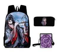 Mo Dao Zu Shi - Set di 3 zaini, motivo anime Wei Wu Xian/LAN Wang Ji, zaino per la scuola anime per studenti + astuccio + borsa a tracolla, Wei Wu Xian, 30*13*40cm