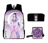 Mo Dao Zu Shi - Set di 3 zaini, motivo anime Wei Wu Xian/LAN Wang Ji, zaino per la scuola anime per studenti + astuccio + borsa a tracolla, Jiang Yan Li, 30*13*40cm