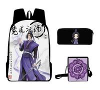 Mo Dao Zu Shi - Set di 3 zaini, motivo anime Wei Wu Xian/LAN Wang Ji, zaino per la scuola anime per studenti + astuccio + borsa a tracolla, Jiang Cheng, 30*13*40cm