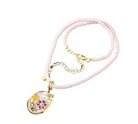 Mo Joc Collana con ciondolo con perle artificiali, delicata collana da donna, versatile per momenti estivi e creativi, Rame, Nessuna pietra preziosa
