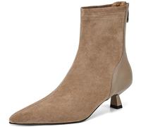 Mo Joc Stivali alla caviglia da donna con tacco a spillo | Eleganti stivali con punta a punta, ideali per lavoro e sociale, chiusura lampo semplice, Albicocca 1, 32 EU