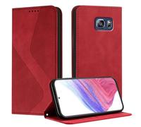 Mo-Somnus Cover per Galaxy S6 Edge Plus, Custodia Samsung S6 Edge Plus Portafoglio, Cover Protettiva Libro Antiurto Case Flip Wallet Custodia Pelle PU con[3 Slot per Schede][Magnetica] (Rosso)