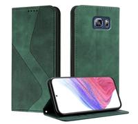 Mo-Somnus Cover per Galaxy S6 Edge Plus, Custodia Samsung S6 Edge Plus Portafoglio, Cover Protettiva Libro Antiurto Case Flip Wallet Custodia Pelle PU con[3 Slot per Schede][Magnetica] (Verde)