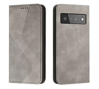 Mo-Somnus Cover per Google Pixel 6, Custodia Google Pixel 6 Portafoglio, Cover Protettiva Libro Antiurto Case Flip Wallet Custodia Pelle PU con [3 Slot per Schede] [Magnetica] (Grigio)
