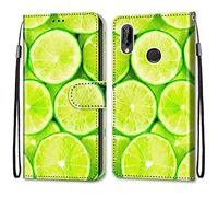 Mo-Somnus Cover per Huawei P20 Lite/Nova 3E, Custodia in PU Pelle Magnetica Libro Flip Caso Portafoglio [Supporto Stand] con Porta Carte e Cinturino da Polso Wallet Protettiva Case (Limone)