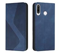 Mo-Somnus Cover per Huawei P30 Lite/Nova 4e, Custodia Huawei P30 Lite/Nova 4e Portafoglio, Cover Protettiva Libro Case Flip Wallet Custodia Pelle PU con [3 Slot per Schede] [Magnetica] (Blu)