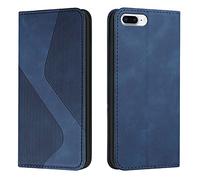 Mo-Somnus Cover per iPhone 8 Plus/7 Plus, Custodia iPhone 8 Plus/7 Plus (5,5 Pollici) Portafoglio, Cover Protettiva Libro Case Wallet Custodia Pelle PU con [3 Slot per Schede] [Magnetica] (Blu)