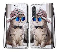 Mo-Somnus Cover per LG Velvet, Custodia in PU Pelle Magnetica Libro Flip Caso Antiurto Portafoglio [Supporto Stand] con Porta Carte e Cinturino da Polso Wallet Protettiva Case (Gatti 4)