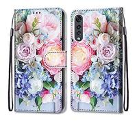 Mo-Somnus Cover per LG Velvet, Custodia in PU Pelle Magnetica Libro Flip Caso Antiurto Portafoglio [Supporto Stand] con Porta Carte e Cinturino da Polso Wallet Protettiva Case (Fiore 3)