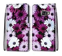 Mo-Somnus Cover per Samsung Galaxy A3 2016/A310, Custodia in PU Pelle Magnetica Libro Flip Caso Antiurto Portafoglio [Supporto Stand] con Porta Carte e Cinturino da Polso Wallet Case (Fiore 2)
