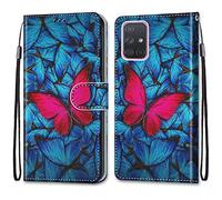 Mo-Somnus Cover per Samsung Galaxy A71 5G, Custodia in PU Pelle Magnetica Libro Flip Caso Antiurto Portafoglio [Supporto Stand] con Porta Carte e Cinturino da Polso Wallet Case (Farfalla)