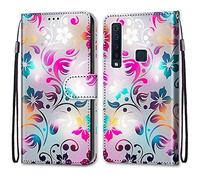 Mo-Somnus Cover per Samsung Galaxy A9 2018 / A9s, Custodia in PU Pelle Magnetica Libro Flip Caso Antiurto Portafoglio [Supporto Stand] con Porta Carte e Cinturino da Polso Wallet Case (Fiore 1)