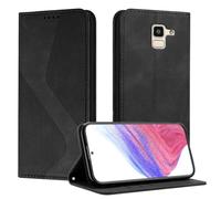 Mo-Somnus Cover per Samsung Galaxy J6 2018, Custodia Samsung J6 2018 Portafoglio, Cover Protettiva Libro Antiurto Case Flip Wallet Custodia Pelle PU con[3 Slot per Schede][Magnetica] (Nero)
