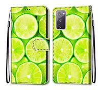 Mo-Somnus Cover per Samsung Galaxy S20 FE 5G/ S20 FE Lite, Custodia in PU Pelle Magnetica Libro Flip Caso Portafoglio [Supporto Stand] con Porta Carte e Cinturino da Polso Wallet Case (Limone)