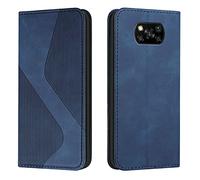 Mo-Somnus Cover per Xiaomi Poco X3/Poco X3 PRO/Poco X3 NFC, Custodia Portafoglio Cover Protettiva Libro Antiurto Case Flip Wallet Custodia Pelle PU con [3 Slot per Schede] [Magnetica] (Blu)