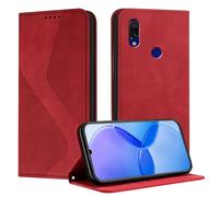 Mo-Somnus Cover per Xiaomi Redmi 7, Custodia Redmi 7 Portafoglio, Cover Protettiva Libro Antiurto Case Flip Wallet Custodia Pelle PU con[3 Slot per Schede][Magnetica] (Rosso)