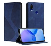 Mo-Somnus Cover per Xiaomi Redmi 7, Custodia Redmi 7 Portafoglio, Cover Protettiva Libro Antiurto Case Flip Wallet Custodia Pelle PU con[3 Slot per Schede][Magnetica] (Blu)