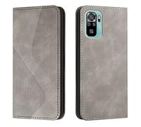 Mo-Somnus Cover per Xiaomi Redmi Note 10 4G/Xiaomi Redmi Note 10S, Custodia Portafoglio Cover Protettiva Libro Antiurto Case Flip Wallet Custodia Pelle PU con [3 Slot per Schede] [Magnetica] (Grigio)