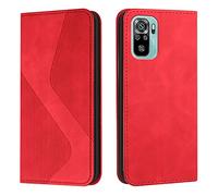 Mo-Somnus Cover per Xiaomi Redmi Note 10 4G/Xiaomi Redmi Note 10S, Custodia Portafoglio Cover Protettiva Libro Antiurto Case Flip Wallet Custodia Pelle PU con [3 Slot per Schede] [Magnetica] (Rosso)