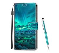 Mo-Somnus Custodia Compatibile con OPPO Realme 9i/A36 4G/A76 4G/A96 4G/K10 4G, Portafoglio Creativo Colorato Libro Pelle PU Flip Caso Magnetica Supporto Cover (Aurora)