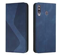 Mo-Somnus Custodia per Samsung Galaxy A20S, Cover a Libro Portafoglio in Pelle PU, Flip Magnetica Protettiva Libro Case (Blu)