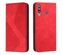 Mo-Somnus Custodia per Samsung Galaxy A20S,Cover a Libro Samsung A20S,Custodia Samsung A20S Portafoglio in Pelle PU, Flip Magnetica Portafoglio per Samsung A20S Cover Protettiva Libro Case (Rosso)