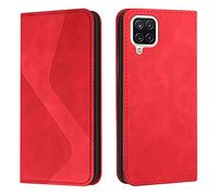Mo-Somnus Custodia per Samsung Galaxy A22 4G,Cover a Libro Samsung A22 4G,Custodia Samsung A22 4G Portafoglio in Pelle PU, Flip Magnetica Portafoglio Cover Protettiva Libro Case (Rosso)