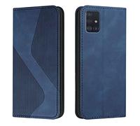 Mo-Somnus Custodia per Samsung Galaxy A71 4G, Cover a Libro Portafoglio in Pelle PU, Flip Magnetica Protettiva Case (Blu)