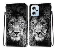Mo-Somnus Custodia per Xiaomi Redmi Note 11T Pro/Note 11T Pro+ / K50i / Poco X4 GT, Custodia a portafoglio Custodia a libro Custodia in pelle PU con copertina magnetica Flip Custodia in pelle (Leone)