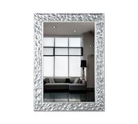 MO.WA Specchio da parete decorativo 51x71 argento Made in Italy Design cornice in legno da appendere in camera da letto, corridoio, bagno, ingresso