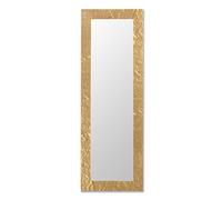 MO.WA. Specchio da parete lungo moderno, Made in Italy, Specchiera 50x145 oro, cornice legno dorata, per ingresso, camera da letto, sala decorazione casa